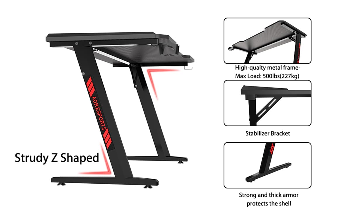Z Shaped Eco-Friendly 100/120/140cm Gaming Desk For Office Z2-7 Bureau de jeu écologique en forme de Z 100/120/140 cm pour le bureau Z2-7