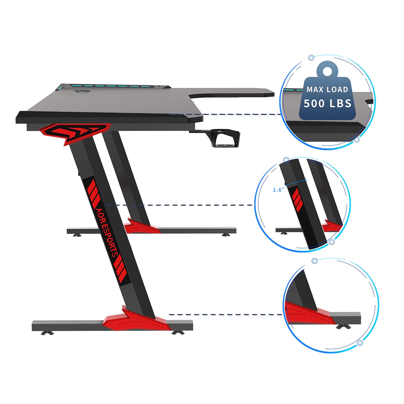 Bureau ergonomique de jeu de panneaux de particules de qualit&eacute; P2 de la conception pour le bureau L1-7