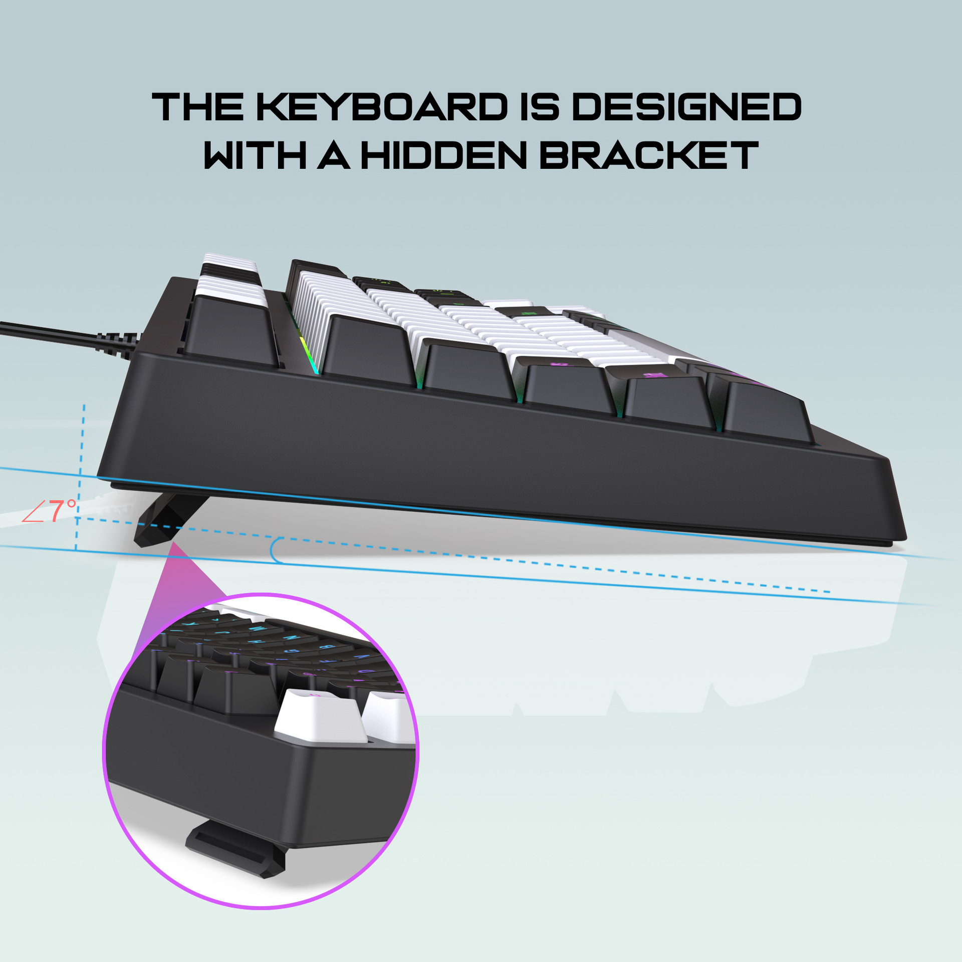 Clavier de jeu G69 clavier filaire sensation mécanique esports RGB lueur 87 touches bureau maison