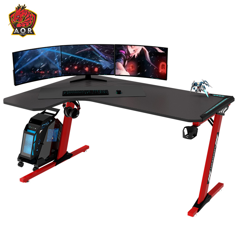 Aor Esports Panneau de particules écologique en forme de L, lumière RVB, 140/160 cm, bureau de jeu L1-7