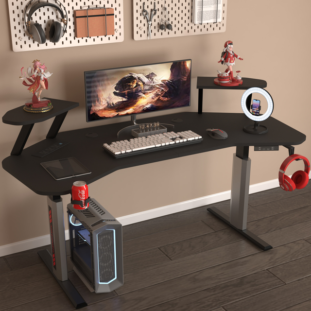 Bureau de bureau électrique à hauteur réglable AOR ESPORTS avec support pour écran