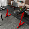 Bureau de jeu en forme de Z, 47 pouces, en panneaux de particules, avec tapis de souris, tables de joueur avec porte-gobelet et crochet pour casque