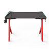 Bureau de jeu, bureau à LED en fibre de carbone en forme de R avec tapis de souris, porte-gobelet et crochet pour casque, 47 pouces rouge