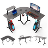  En forme de L 57 pouces avec prises de courant et support de moniteur, bureau d'angle pour bureau à domicile 