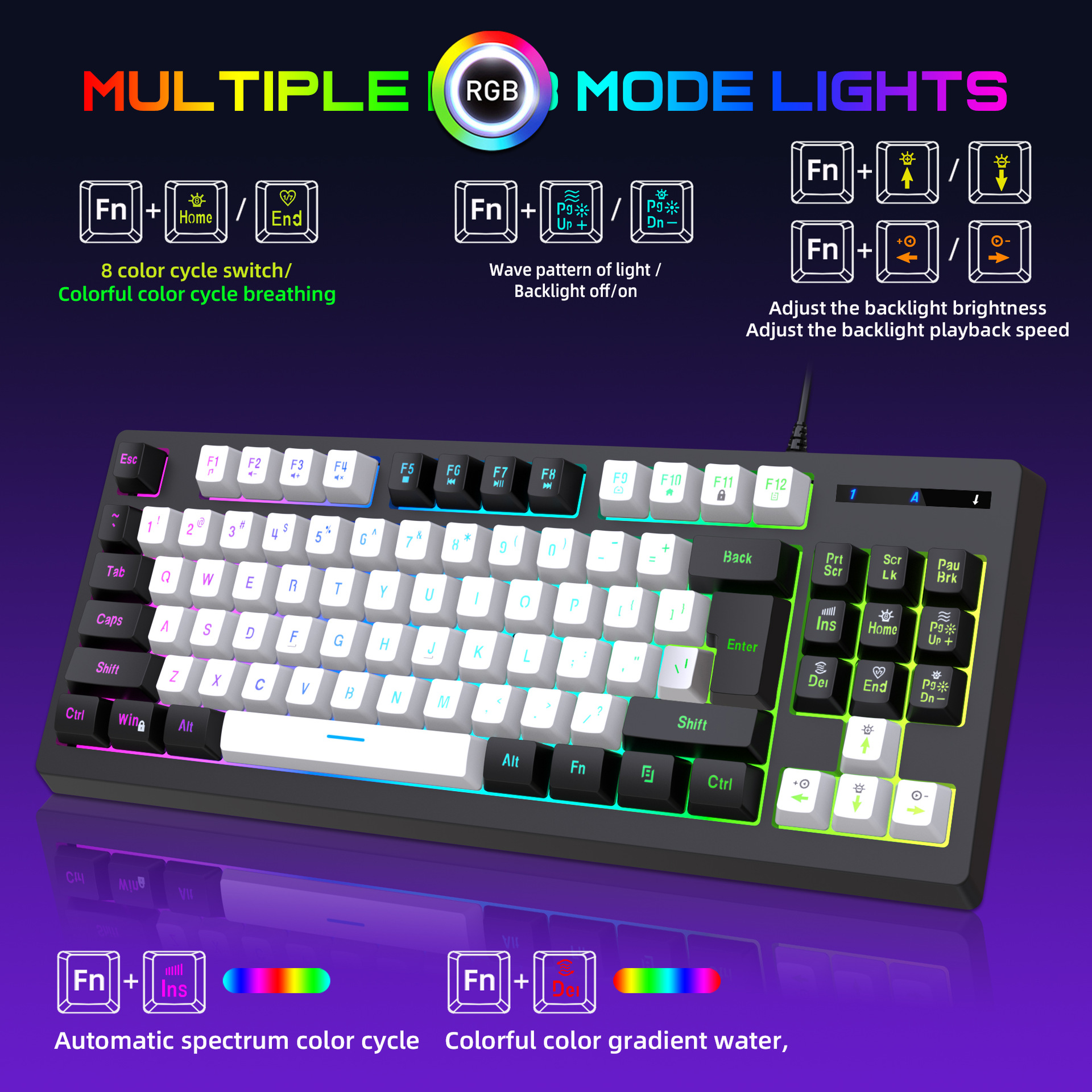 Clavier de jeu G69 clavier filaire sensation mécanique esports RGB lueur 87 touches bureau maison