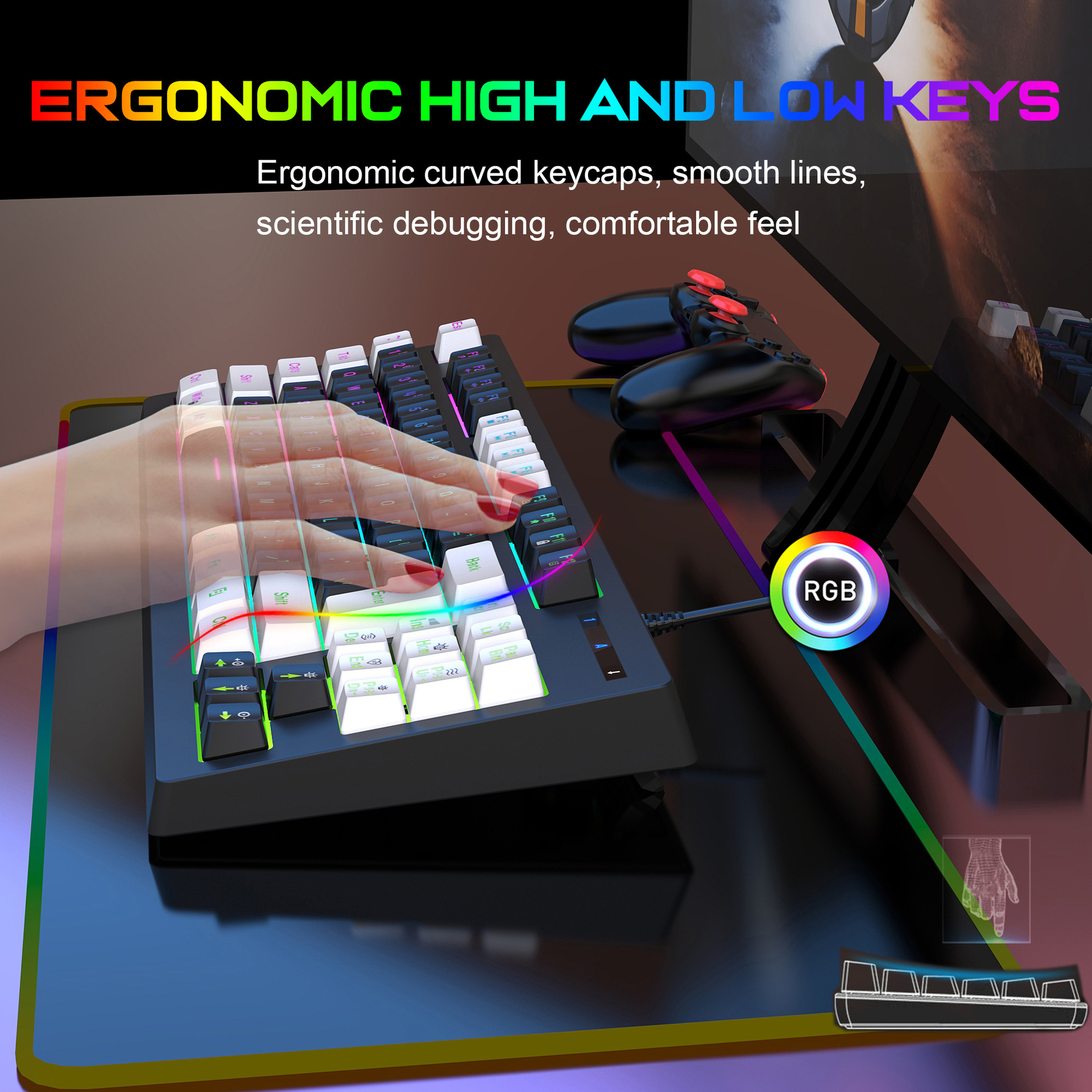 Clavier de jeu G69 clavier filaire sensation mécanique esports RGB lueur 87 touches bureau maison